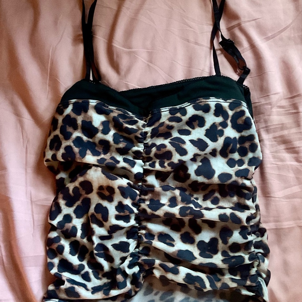 Leopard Print Ruched Women's Top